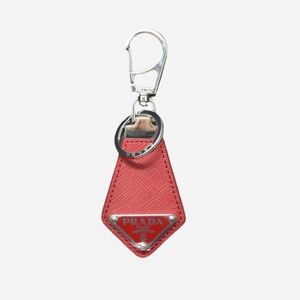 Prada Saffiano leather keychain Red